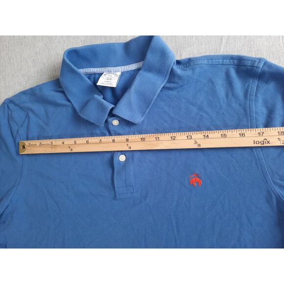 Brooks Brothers 1818 Men 2XL Slim Fit Knit Polo Long Sleeve Blue Embroider Logo - Picture 3 of 9